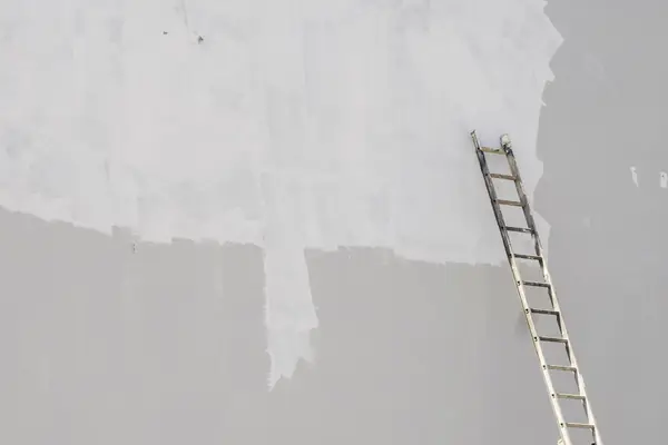 Exterior painting in Toledo: ladder against a freshly primed wall